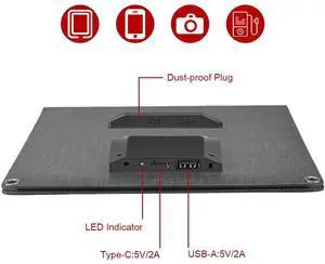 24W Portable Solar Panel Waterproof Camping Solar Panel Charger with USB-C USB-A Outputs for Phone Power Bank Small Fan