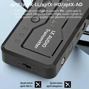 LE Home Stereo Audio Transmitter Adapter with USB/AUX/Opt/Coax Bluetooth-Compatible 5.3 BT Transmitter for Gaming Watching Music