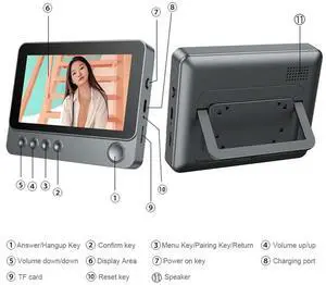 2.4G Video Monitoring Doorbell 4.3 Inch IPS Screen Door Bell Intercom System Night Vision Doorbell with Camera Monitor for Villa