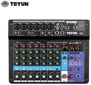 8 6 Channel Professional Mixing Console Soundcard USB Play Record DJ Audio Mixer