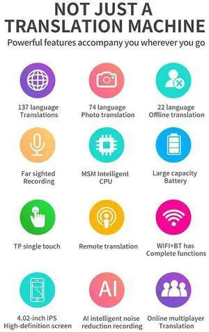 Language Translator Device 137 Languages Online/Offline/Recording/Photo Translation Portable Instant Translator Voice Translator