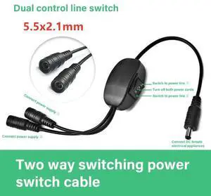 5.5x2.1mm 1 Male To 2 Female Plug Jack Splitter Connector Supply DC Power Cable with on-off Switches For CCTV Camera LED Strip 5.5x2.1mm 1 Male To 2 Female Plug Jack Splitter Connector Supply DC Power Cable with on-off Switches For CCTV Camera LED Strip