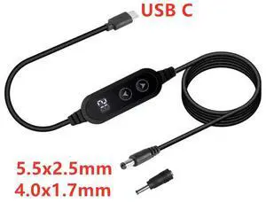 PD65W Fast Charging Type C To DC 5.5X2.5mm 4.0x1.7mm Adjustable Voltages V 9V 12V 15V 20V Output Power Cord For Routers Camera