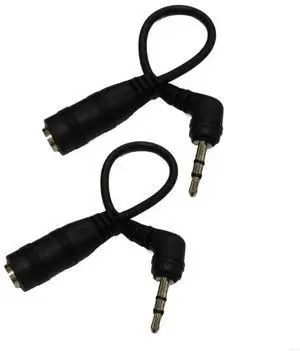 2pcs/set 2.5mm Jack Male to 3.5mm Female Right Angled Extension Audio Adaptor Cable for computer phone headset