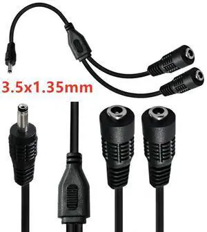 DC 3.5mmx1.35mm Y Splitter Cable 1 Male to 2 Female 3.5mm x 1.35mm Power Extension Adapter Connector Cable for CCTV Cameras
