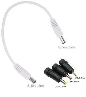 DC Power Extension Cable 5.5x2.5mm Male to Male with 4.0x1.7mm 3.5x1.35mm 2.5x0.7mm Adapter Power Cable for Routers Laptop