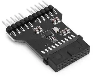 USB 3.0 19PIN To USB 2.0 9PIN Front Panel Socket Adapter Card Conversion Adapter for Water Cooling Fan Speed Measurement
