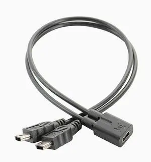 Mini USB 1 to 2 Y Splitter Cable USB 2.0 Mini 5-Pin Female to Double 2 Male Converter High Speed Charging Cable Cord