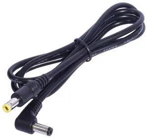 DC Power Plug L-shaped 5.5X2.1mm male to 5.5mmX2.5mm Male 90 Right Angle Jack with Cord Connector Cable 20AWG for CCTV Cameras