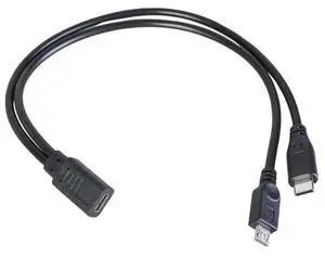 2 in 1 Type C female to Micro USB + Type C Male charging cable for Redmi USB Charger Cord