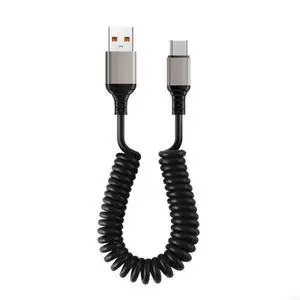 USB Type C Spring Quick Charger Wire 6A Spring USB Cable USB Charger for Type c Cable