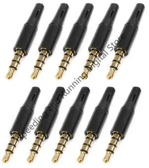 10pcs White And Black 3.5mm Stereo Headset Plug 4 Poles 3.5 Audio Plug Jack Adapter Connector for phone mp3 Outlet