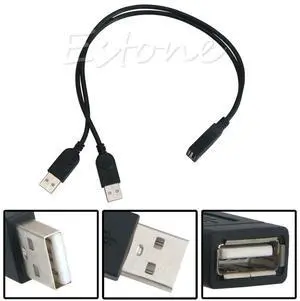 1PCS 25cm USB 2.0 Cable USB Double Splitter Cable Female to USB 2 Male data Power Extension Cable one to two