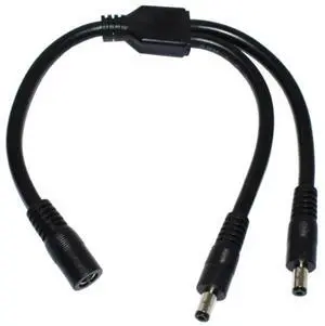 2 way DC Power adapter Cable 5.5mmx2.1mm 1 female to 2 male Splitter connector Plug extension for CCTV LED strip light
