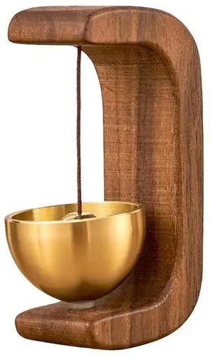 Wooden Wind Chime Doorbell Brass Bell Front Door Chime Vintage Wood Doorbell Chime Hanging Door Bell Ornament for Door Opening