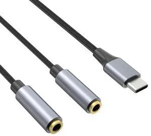Type C to Dual 3.5mm Jack AUX USB C Male to 3.5 Female Share Music Audio 2 Earphone Adapter Splitter Y Extender for Tablet Phone Type C to Dual 3.5mm Jack AUX USB C Male to 3.5 Female Share Music Audio 2 Earphone Adapter Splitter Y Extender for Tablet Phone