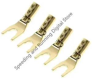 4Pcs Gold plated Y U Shape Banana Plug Audio Speaker Plugs Screw Speaker Audio Cable Wire Connector