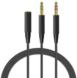 Braided Replacement PC Splitter Cable Extension Cord For HyperX Cloud Stinger Mix Alpha Revolver Gaming Headsets Cable