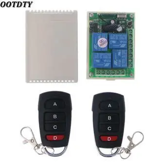 OOTDTY 24V 4CH Relay Wireless RF Remote Control Switch Receiver Module + 2 Transmitter