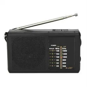 AM/FM Radio with Speaker Portable Radio Telescopic Antenna Powered Radio with LED Indicator for Indoor Outdoor
