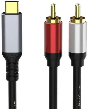 USB C to 2RCA Male Jack Plug Adapter Type-C to RCA Male to Male Y RCA Splitter for Car Aux Stereo Speaker Amp Cord