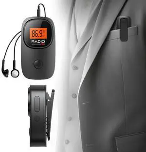Portable Radio Digital Tuning Mini Radio with Earphone Operated Radio for Walking Jogging