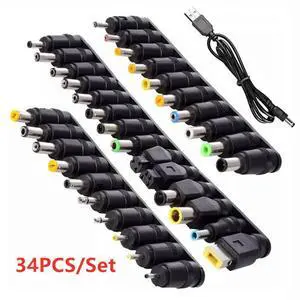 34PCS Universal 5.5mmx2.1mm DC AC Power Adapter Tips Connector Kits for Thinkpad Laptop Power Supply Plug Jack Sets 34PCS Universal 5.5mmx2.1mm DC AC Power Adapter Tips Connector Kits for Thinkpad Laptop Power Supply Plug Jack Sets
