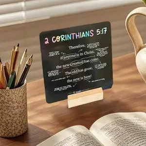 52Pcs Scripture Cards Christian Bibles Verses with Wooden Stand Inspirational Cards Decorative Motivational for Home Office