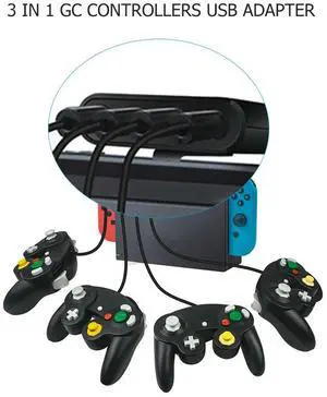 Protable GC Controller Converter USB Adapter w/Bracket Fit for Nintend Switch /Wiiu/PC Game Accessories Black 91*48*25mm