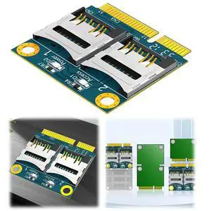 Dual TF Micro SD Card To Mini PCI-E Adapter with Half Bracket Memory Card Converter Memory Card Reader Adapter for Laptop
