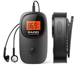 Portable Radio Digital Tuning Pocket Radio with Earphone Operated Radio with Clip for Walking Jogging