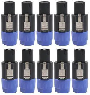 10pcs NL4FC 4Pin Locking Amp Speaker Connector Adapter Long Tail Audio Wire Plug