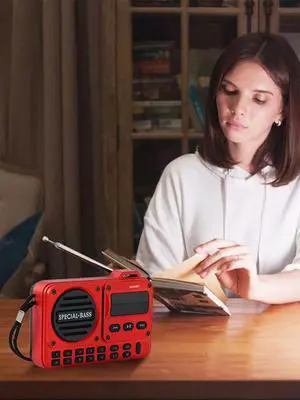 Portable Digital FM Radio Rechargeable BT 5.4 Radio Speaker with LED Display for Home Travel Gifts for Seniors Elderly