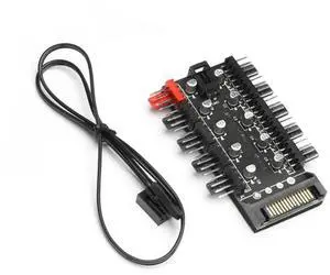 Motherboard 1 to 10pin Fan 4 Pin PWM Cooler Fan HUB Splitter Extension 12V Power Supply Socket PC Speed Controller Adapter