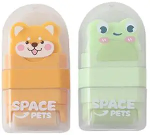 2Pcs Pencil Erasers Creative with Cover and Roller Cute Erasers Funny Erasers Cartoon Erasers for Teacher Class Favor