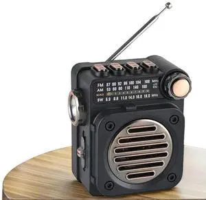 Portable Radio Wireless BT Music Player Pocket Radio with LED Flashlight Mini Radio Receiver for Home/Outdoor