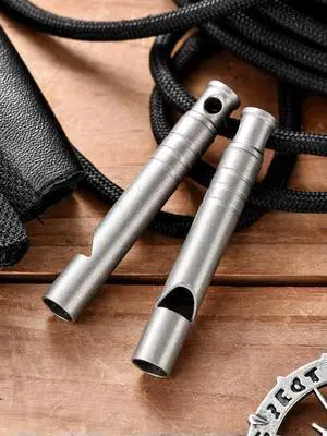 Outdoor Titanium Emergency Whistle Ultralight Mini EDC Whistle Necklace High Decibel Survival Whistles for Hiking Camping Trip