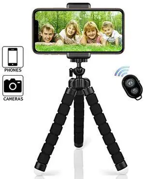 Flexible Phone Tripod for Cellphone Camera - Adjustable Stand Holder with Remote