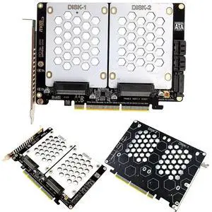 U.2 Dual Drive Adapter Card with LED Indicator 2.5 Inch SATA Hard Drive To PCIE4.0 Split Card Dual U.2 To PCIe 4.0 X8 Adapter