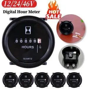 Digital Hour Meter High Precision Engine Hour Meter 6V-80V Time Counter Waterproof Quartz Timer Hourmeter for Marine Boat Engine