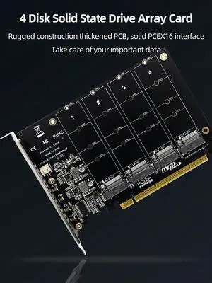 4 Port M.2 NVME SSD To PCIE X16 Adapter Card 4X32Gbps Support 2230/2242/2260/2280 Support M.2 PCI-E SSD/M.2 Device NVME Protocol