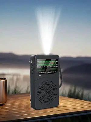 Pocket Radio with LED Flashlight Operated Radio with Headphone Jack Portable Radio for Home/Outdoor