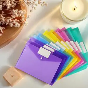 10 Pack Plastic Envelopes with el Pocket A4 Size Poly Envelopes File Envelopes for School Home Work Office Organization