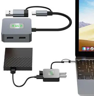 USB 3.2 Hub 4 in 1 USB C Hub Aluminium Alloy Case USB C Dock USB Type C Multiport Adapter Docking Station Computer Accessories