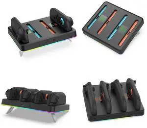Controller Charger 4 in 1 Magnetic Controller Charger Stand Station with RGB Lights for Nintendo Switch2 Accessories