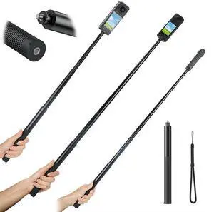 Carbon Fiber Selfie Stick Lightweight Adjustable Extension Pole Invisible Selfie Stick for Panoramic Camera Action Camera