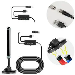 Indoor TV Aerial with Amplified Signal Receiver Digital TV Antenna USB 5V Signal Booster Aerial for Miles Long Range