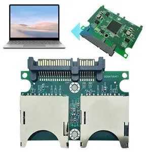2Port Dual SD Memory Card To SATA SDD Card Adapter Converter Convertor Adapter Card with Enclosure Case