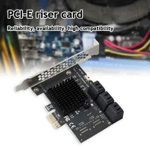 PCI-E 1X to SATA3.0 6 Port PCI Express Desktop Adapter Card Expansion Card 6Gbps for Desktop Computer Kit