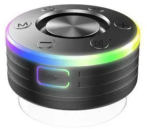 Waterproof Stereo Subwoofer with Suction Cup/RGB Light Bluetooth-Compatible 5.2 Hands-Free Call/FM Radio for Bathroom Sing-Along